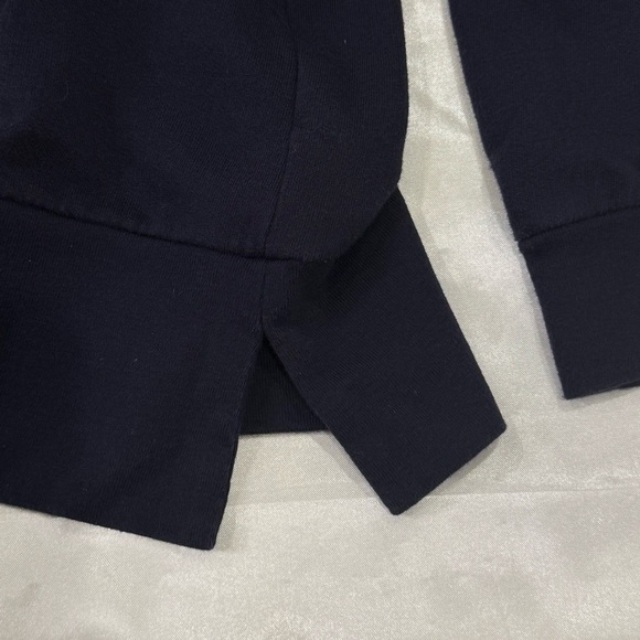 Vince Tunic Hoodie Sweatshirt Deep V Navy Cotton Medium Coastal Chic Beachy - Picture 7 of 10